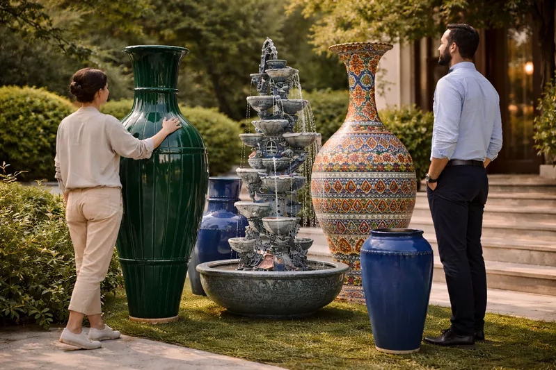 Commercial large pottery inspired by traditional Lalejin techniques